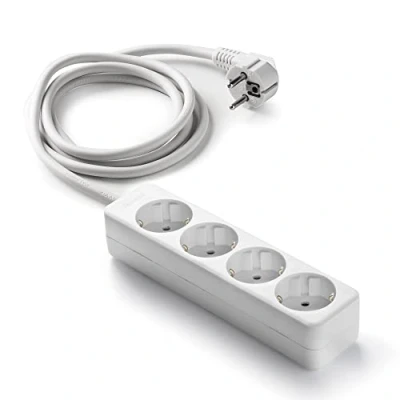 Imagen de FAMATEL Regleta 4 Tomas 1,5 Metros hasta 3680W Protección Infantil Orientación a 45º Evita consumos Fantasma Blanco