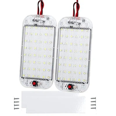 Imagen de Intckwan 2 Pcs 48 LED Iluminación Interior de Coche, 12 V 85 Lámpara Blanca con Interruptor Encendido/Apagado para Autocaravana, Camión, Furgoneta