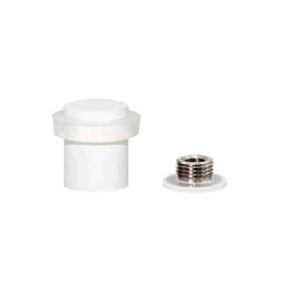 Imagen de EVI Herrajes Tope de Puerta 25 x 27 mm Base Roscada Goma Blanca Silicona Natural Acero Inoxidable Lacado Blanco Incluye Tornillo + Taco Sujeción Mod. I 181 B CB BL