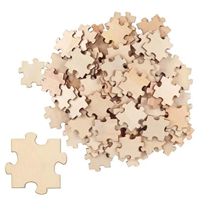 Imagen de Belle Vous Rompecabezas de Madera Puzzle Personalizado para Pintar sin Acabado (Pack 100) 4,5 x 3,8 cm Actividades Infantiles, en Blanco Manualidades Libro Invitados Fiesta