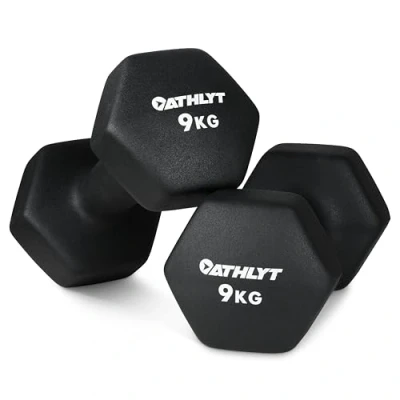 Imagen de Athlyt Par de Mancuernas Neopreno, color negro, 2 x 9 kg