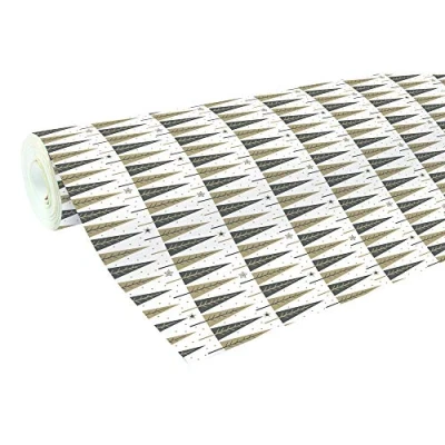 Imagen de Clairefontaine 201340C Una bobina de Papel regalo, alianza 60 g, Formato 50 x 0,70 m, Diseño zafiros negros/dorado, fondo blanco, Navidad, Embalaje regalo