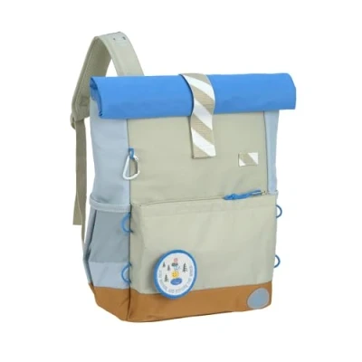Imagen de LÄSSIG Mochila para niños con Correa el Pecho de Ocio Resistente al Agua, 12 litros/Medium Rolltop Backpack Sunny Explorer Green/Blue
