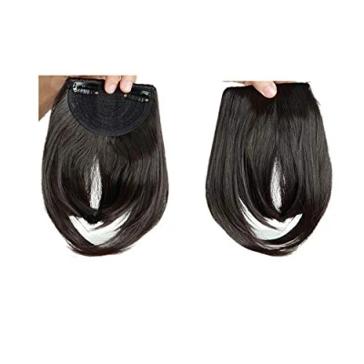 Imagen de Elailite Flequillo Postizo Pelo Corto Clip Flequillos Falso (sienes 22cm) 1 Pieza 2 en Postizos para Mujer # Castaño Intenso