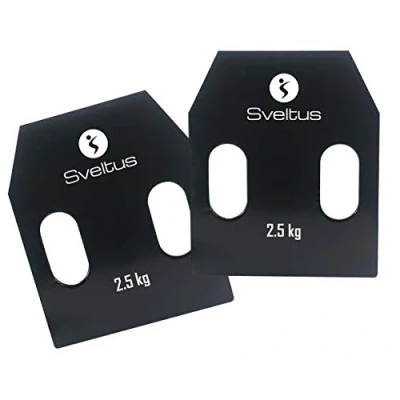 Imagen de Sveltus Plaques Acier Avec Poignées 2,5 Kg Env. Placas de Acero con Asas, Unisex Adulto, Negro, Talla única