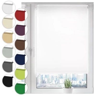 Imagen de Sonello Estor Opaco sin perforación 50cm x 130cm Blanco, Persiana Enrollable Blackout para Puertas y Ventanas con Cadena, Persianas fijación taladrar Clip, protección Visual