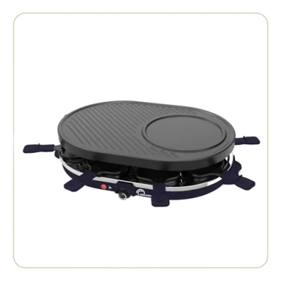 Imagen de LITTLE BALANCE 8749 Multi Cheese, Raclette Grill Panqueques, 3 en 1, hasta 8 personas, sin PFAS, 1200 W, Azul noche