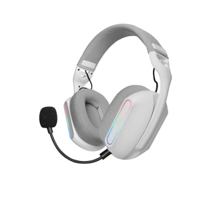 Imagen de Mars Gaming MHW Pro, Auriculares Inalámbricos ARGB Flow, Sonido 3D Envolvente 7.1, Bluetooth 5.3 + 2.4GHz Jack 3.5mm, Diseño Ergonómico Ultraligero, Micrófono Dual, Multiplataforma, Blanco