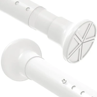 Imagen de barra de ducha extensible sin taladro, tensión para ropa, telescópica cortina ducha, cocina, armario (blanco, 90 cm 140 cm)