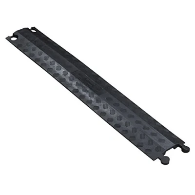 Imagen de D Line DO 1B765, Canaleta pasacables para suelo, Badén que cubre cables, Soporta el paso de vehículos y peatones Cavidad cables = 38mm (anch.) x 12mm (alt.) 765mm longitud Negro