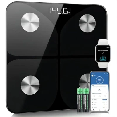 Imagen de Báscula personal digital ganadora de la prueba 2024 con aplicación 180 kg /400 lbs, balanza Bluetooth para grasa corporal, IMC, peso 30 cm