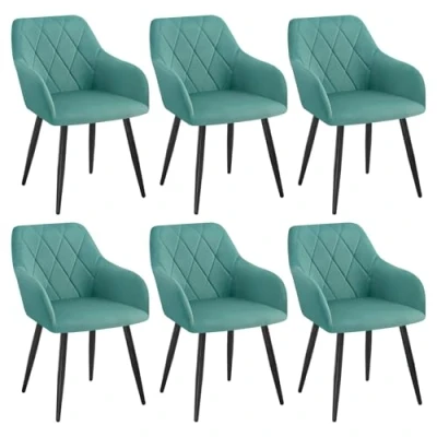 Imagen de WOLTU Sillas de Comedor, Silla Reposabrazos, Tapizada con Respaldos, Nordicas, para Salón, Dormitorio, Cocina, Pasillo, Turquesa, Terciopelo, Patas Metal, BH352ts 6