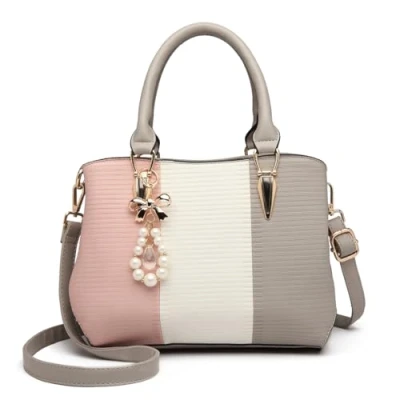 Imagen de Miss Lulu Bolso de Mano Mujer Shopper Hombro Bandolera Fiesta Multicolor Elegante Cuero Sintético (Gris)