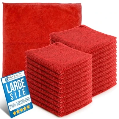 Imagen de Paño de limpieza microfibra, tamaño grande, 40 x cm, súper absorbente, sin pelusas, paños para el hogar, cocina, superficie, espejos, baños, motocicleta, coche (azul, 20)