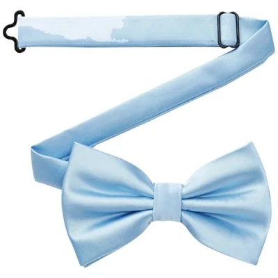 Imagen de DonDon pajarita para hombre hecha a mano con aspecto de seda 12 x 6 cm Azul claro