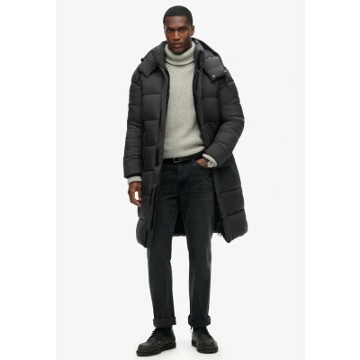 Imagen de Superdry Ripstop Longline Puffer Abrigo de invierno, Hombre, Talla: Medium, Black grid