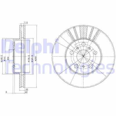 Imagen de DELPHI BG2596 Disco de freno 255 22 5 ventilado aceitado sin procesar cojinete rueda, anillo sensor ABS TOYOTA: Celica V Coupé