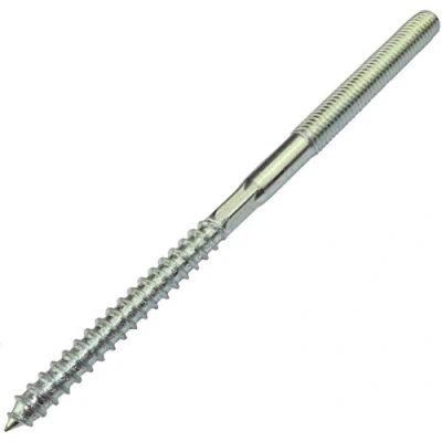 Imagen de AERZETIX Juego de 10 Tornillo doble rosca Espárrago Punta atornillar Metal/Madera con o sin taco Ø8x140mm Acero galvanizado Color plata C44773