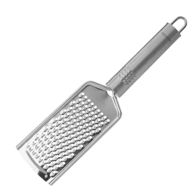 Imagen de Fackelmann Rallador de Cocina, Acero Inoxidable, Apto para Lavavajillas, Mango Ovalado, Queso, Limón, Verdura, 24x5 cm, 1 ud.