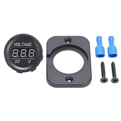 Imagen de 12V 24V negro voltímetro pantalla digital motocicleta LED impermeable coche