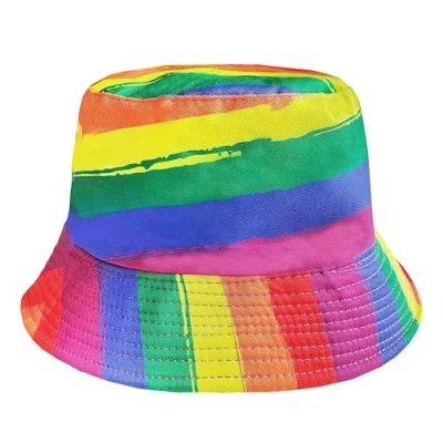 Imagen de Sombrero de Pescador arcoíris Diseño Rayas Multicolores LGBTQIA2s+ Muestra Apoyo y Diversidad por TRIXES