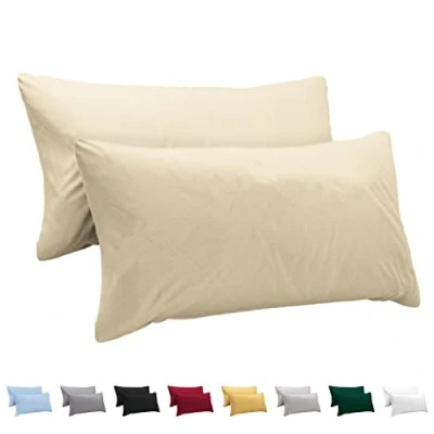 Imagen de Twinzen Funda de Almohada 40x80 100% Algodón Jersey (Pack 2) 150 g/m² Beige con Cremallera 40 x 80 cm Certificado Oeko Tex Ultra Suave y Transpirable