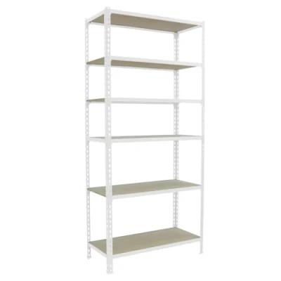 Imagen de Simon Rack Estanteria Metalica, 2500x1100x400 mm, 6 Baldas de Madera, 200 kg Punto Flexión, Estanterias Almacenaje, Blanco/Madera Maderclick