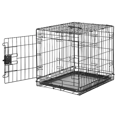 Imagen de Amazon Basics Jaula para perro de alambre metálico, Duradero,Plegable con bandeja, puerta única, 61 x 46 51 cm (L An Al), negro