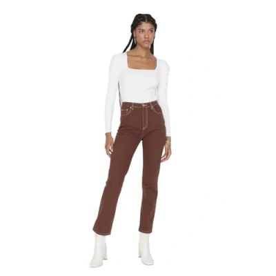 Imagen de Trendyol Brown Contrast Thread High Waist Bootcut Jeans, 38 De Las Mujeres