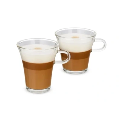 Imagen de CUPERINOX Tazas de Capuccino Cristal Vaso cafe 200ml (Set 2) Apto para Lavavajillas y Microondas Aroma Series