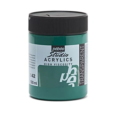 Imagen de Pebeo Acrílico Fine Studio Pintura Acrílica, 500 ml, Verde (Esmeralda De Phtalocianina)