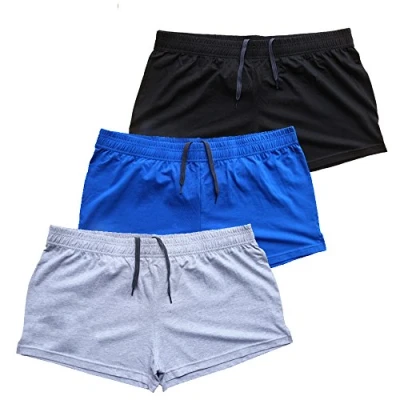 Imagen de Muscle Alive Hombres Gimnasio Culturismo Rutina de Ejercicio Men Pantalones Cortos Algodón Style A Negro+Azul+Gris, 3 Inseam Thin Fabric Without Pockets XXL