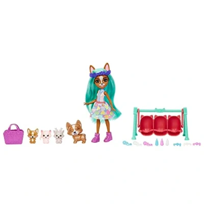Imagen de Enchantimals Baby BFFs Muñeca Crizia Corgi con Mascota Perro Show, 3 Bestie Reveal y Accesorios, Juguete +4 años (Mattel HLK86)