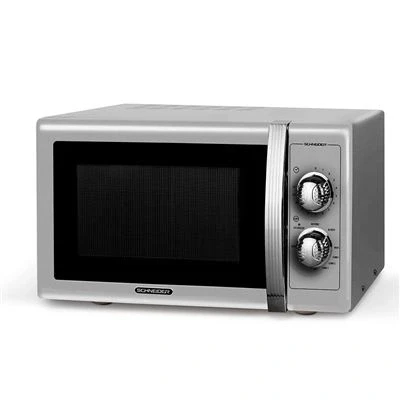 Imagen de SCHNEIDER Microondas Vintage con Grill, 25 Litros, 900w de Potencia, 1000w 6 Niveles Plato Giratorio 27 cm, SMW25VMS, Plata
