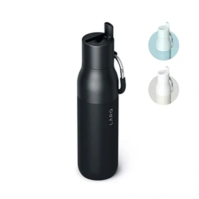 Imagen de LARQ Bottle Flip Top 740ml Botella aislada de acero inoxidable Termo, libre BPA Mantiene las bebidas frías y calientes, Obsidian Black