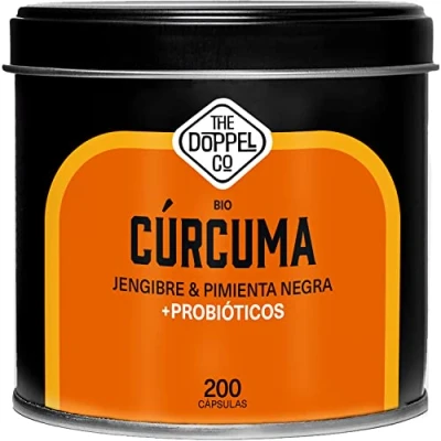 Imagen de 200 Cápsulas BIO Cúrcuma con PROBIÓTICOS Jengibre y Pimienta Negra Máxima Dosis 1460mg Antioxidante Antiinflamatorio Natural Articulaciones Huesos Certificación Ecológica