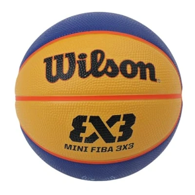 Imagen de Wilson WTB1733XB Pelota de Baloncesto Fiba 3x3 Mini Caucho Interior y Exterior, Unisex Adult, Azul/Amarillo, 3