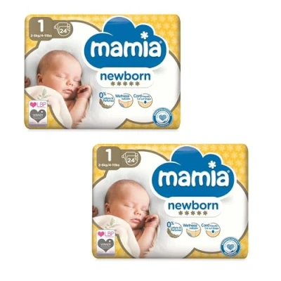 Imagen de ALDI Mamia Pañales recién nacidos, talla 1, 2 paquetes de 24 (48 pañales)