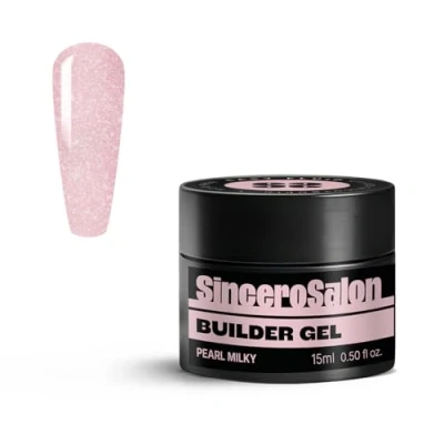 Imagen de Sincero Salon Gel Constructor Uñas Profesional Pearl Milky LED/UV Densidad Media Para Extensiones y Modelado Builder Refuerzo Semipermanentes 15ml