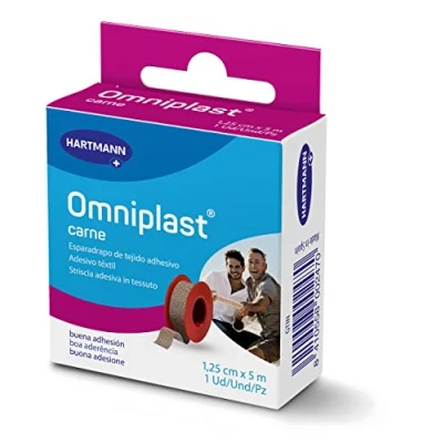 Imagen de Omniplast: Esparadrapo Resistente para la Sujeción de Apósitos y Vendajes; Color Carne; 1,25cmx5m