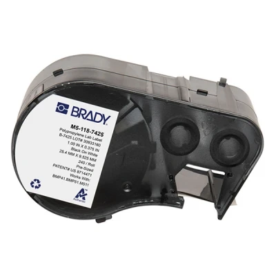 Imagen de Brady M5 118 7425 etiquetas de polipropileno negro sobre blanco 9,53 mm x 25,4 (original)