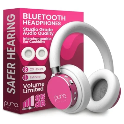 Imagen de Puro Sound Labs BT2200 Plus Auriculares Bluetooth para Niños con Limitación de Volumen más Seguros Calidad Audio Estudio y Aislamiento Ruido (Rosa Intenso)