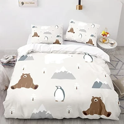 Imagen de Animales Nórdicos 135 X 200 Cm Ropa De Cama Antiarrugas Sin Hierro Poliéster Fundas Nordicas para 90 Viene con 2 Almohada 40X75Cm.