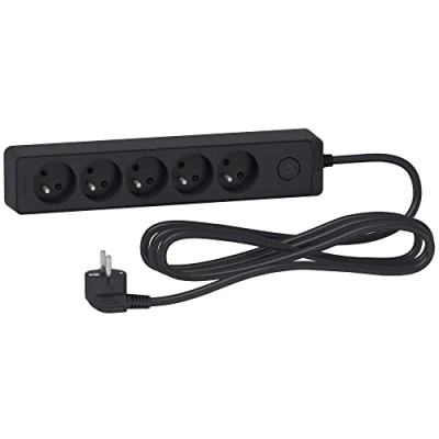 Imagen de Schneider Electric ST9353B Regleta, alargador, con 5 tomas, 2P + T, 3 m, antracita, negra