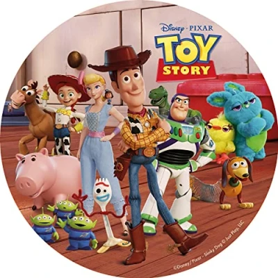 Imagen de Dekora, Oblea Comestible de Toy Story, Disco para Decoración Tartas Cumpleaños, Personajes Infantiles: Sheriff Woody, Buzz Lightyear, Mr Potato, Marcianos, Rex y Demás, Redondo 20CM