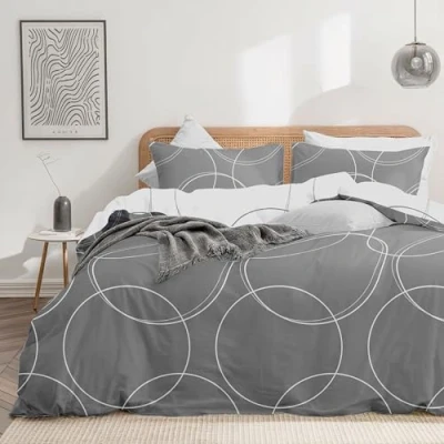 Imagen de Dreamzie Funda nordica Cama 90 Estampado Círculos con 1 Almohada 80x80 cm 135x200 de 100% Microfibra Certificada Oeko Tex