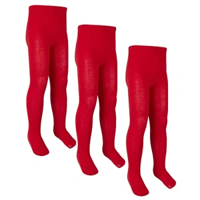 Imagen de 3 pares de medias algodón para niñas y niños, 2 a 13 años, rosso, 4 Años