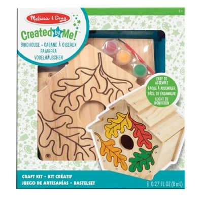 Imagen de Melissa &amp; Doug Created by Me Birdhouse Wooden Craft Juego Kit de Artesanía Madera Casa Pájaros, Multicolor, Talla única (3101)