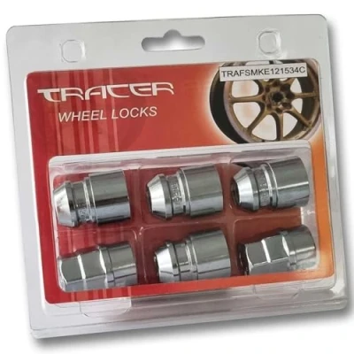 Imagen de TRACER Tuercas de bloqueo para llantas, color negro, M12 x 1,5, con cintura cónica, 60, longitud 34 mm, ancho llave 19/21, 2 llaves compatibles Ford, Chrysler, Toyota, Hyundai, KIA,