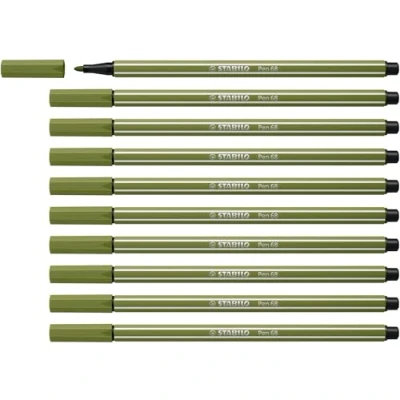 Imagen de Rotulador premium STABILO Pen 68 Caja con 10 unidades color verde musgo